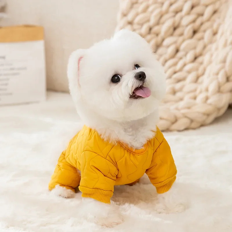 Japan and South Korea Simple Four Legged Cotton Coat Winter Thickened Down Jacket Warm Dog Clothes Teddy Jumpsuits Pet Clothes