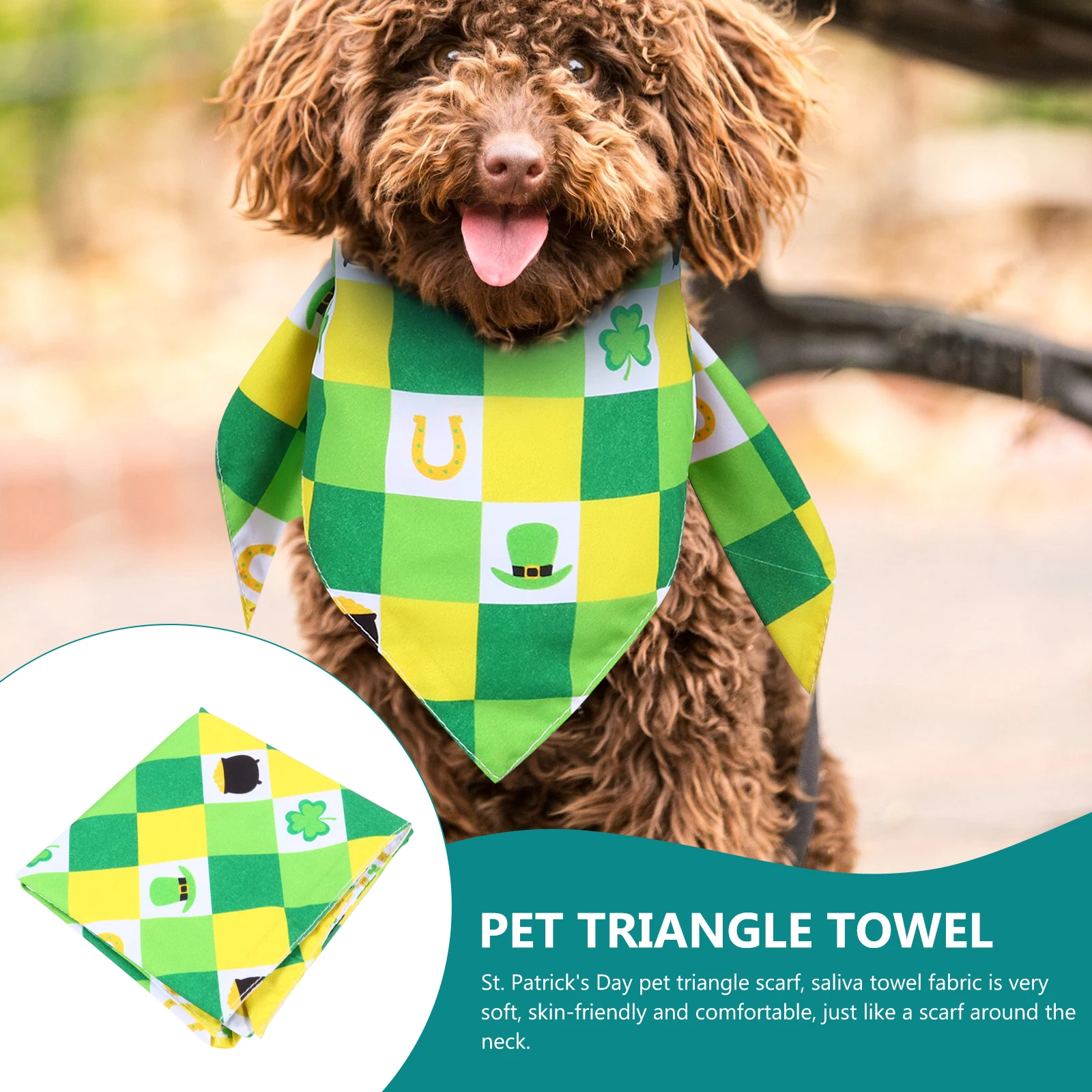 

1 pc St Patrick'S Day Clover Pet Bib Bandana Reversible Triangle Scarf Soft Washable Bibs For All Seasons Party Costume Dog