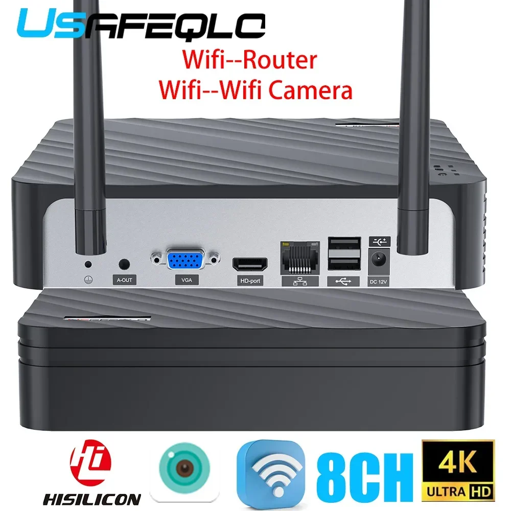 Wireless Connection Router Wifi NVR 8CH 4MP 8MP ICsee WIreless Video Recorder For Surveillance Security System Face Human