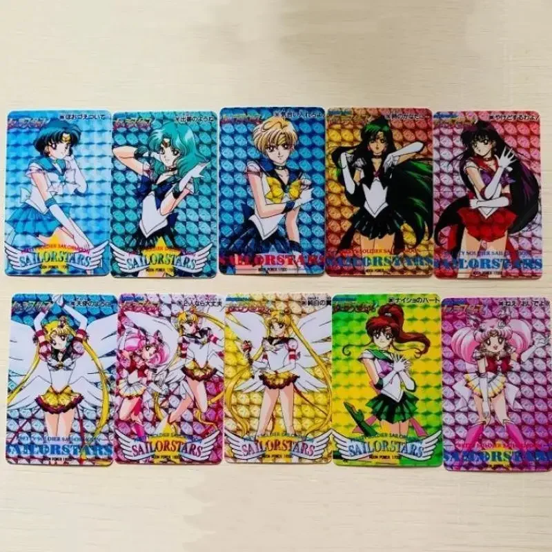 12Pcs/set Self Made Sailor Moon Chibiusa Sailor Saturn Hino Rei Anime Game Character Classic Series Collect Crystal Card Sticker