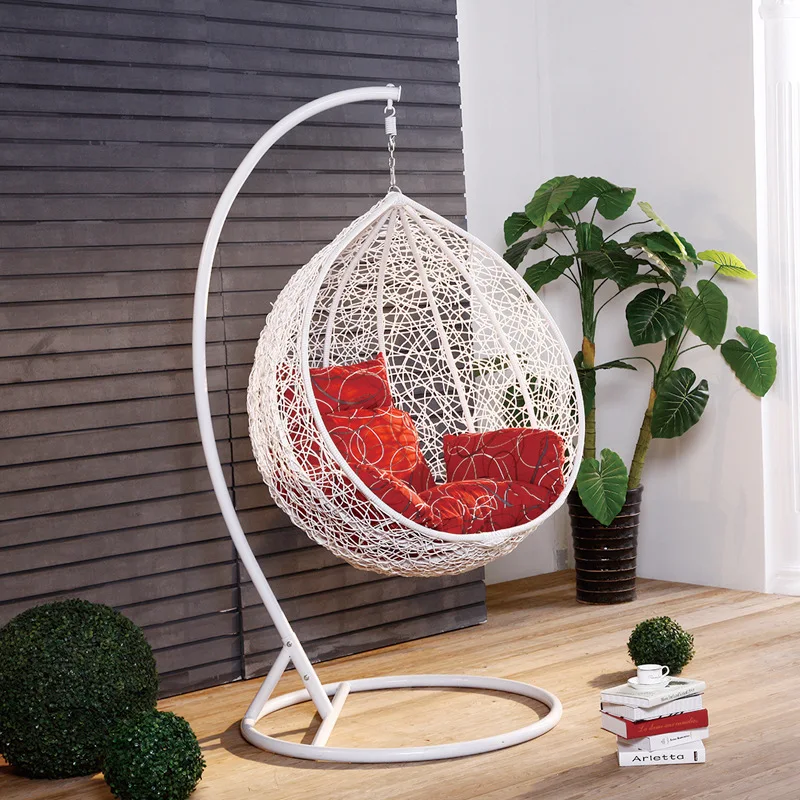 Rattan Patio Rocking Basket Hanging Egg swing Chair With Stand Balcony Courtyard Hammock Chair