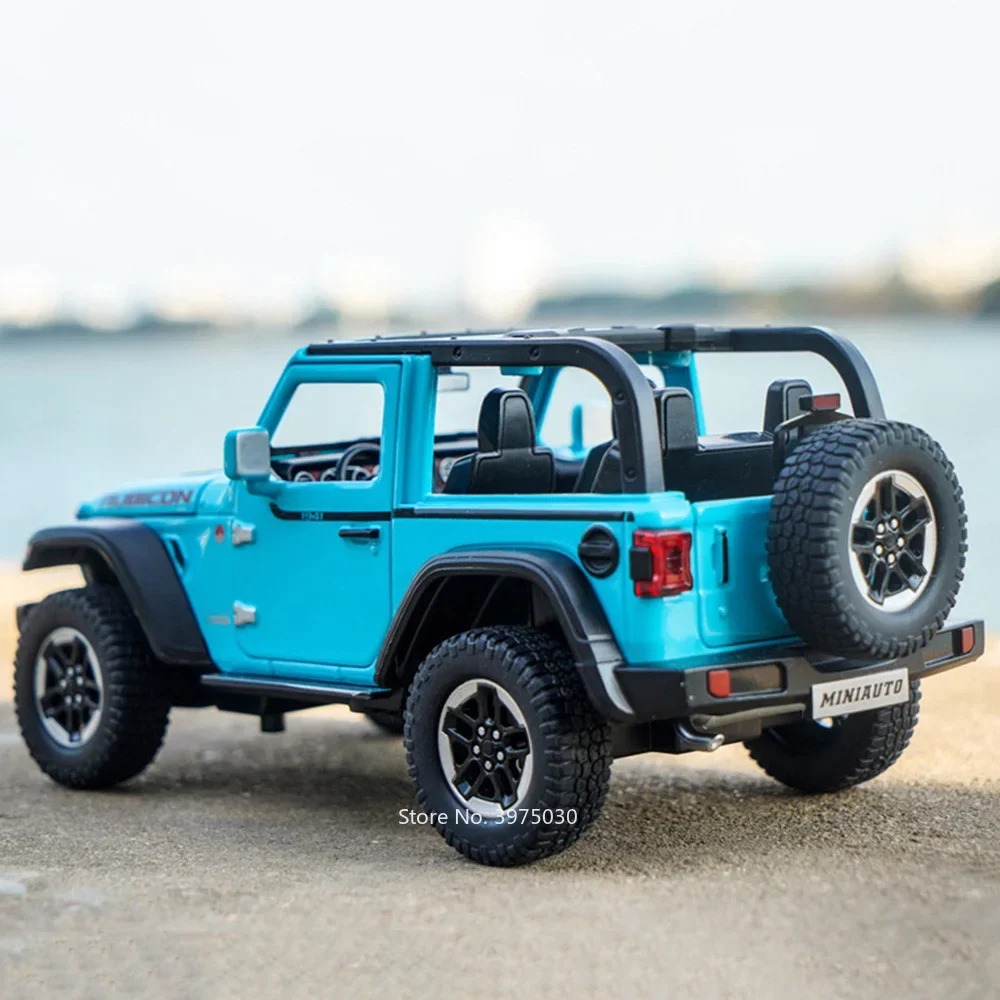 

1/24 Scale Wrangler Rubicon Alloy Toy Diecast Cars Model 4 Doors Opened Off-road with Sound Light SUV Vehicle Toddler Kids Gifts