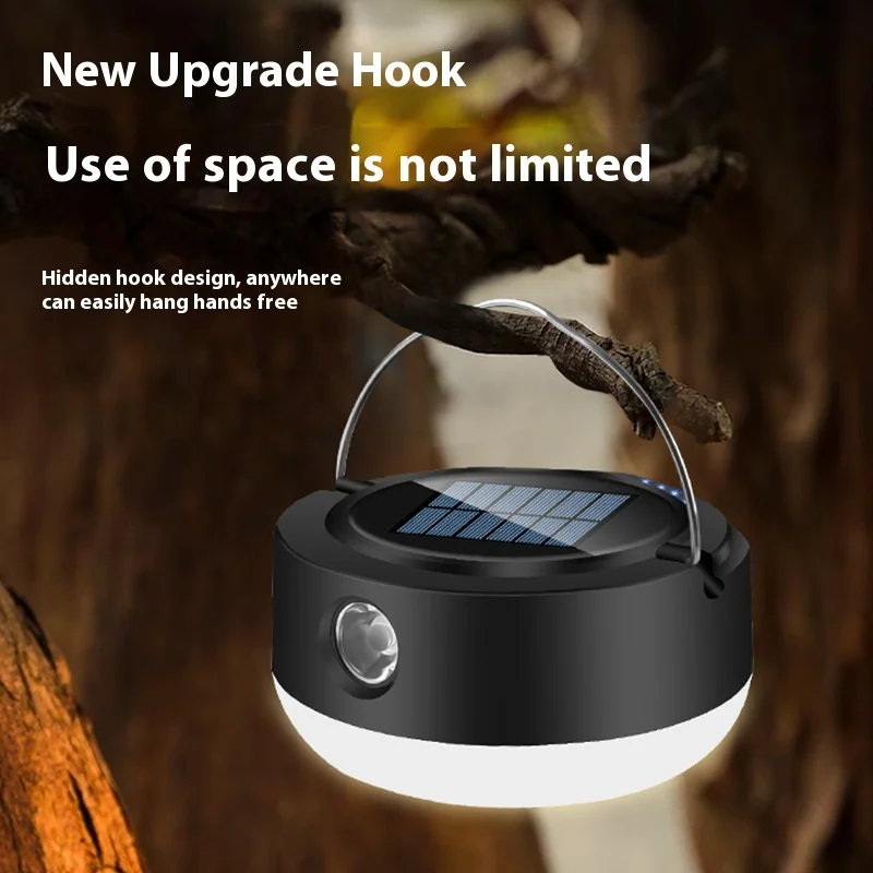 Waterproof Solar Power Tent Lamp Built In Battery Outdoor Portable Hanging Lamp 5 Modes Ligthing Solar Panel Camping Light