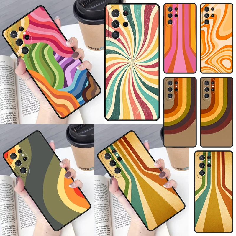 Retro Stripes Aesthetic Vintage Phone Case for Samsung Galaxy S26 Ultra S25 S24 S23 S22 S21 S20 Note10 Plus FE Cover
