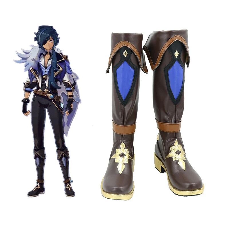 Game Genshin Impact Cosplay Alberich Kaeya Cosplay Shoes Anime Halloween Party Costumes Props Adult Men Boots
