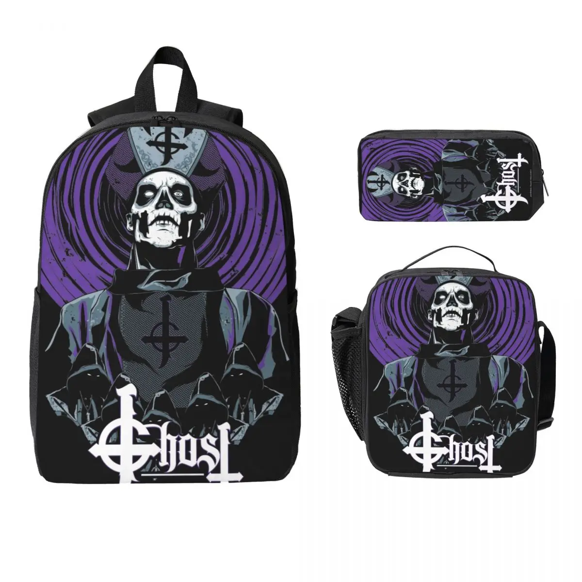 

Rock Band Ghost BC Backpack Student Boys Girls BookBag School Bag Laptop Shoulder Bags 3ps Insulated Lunch Bag Pencil Case