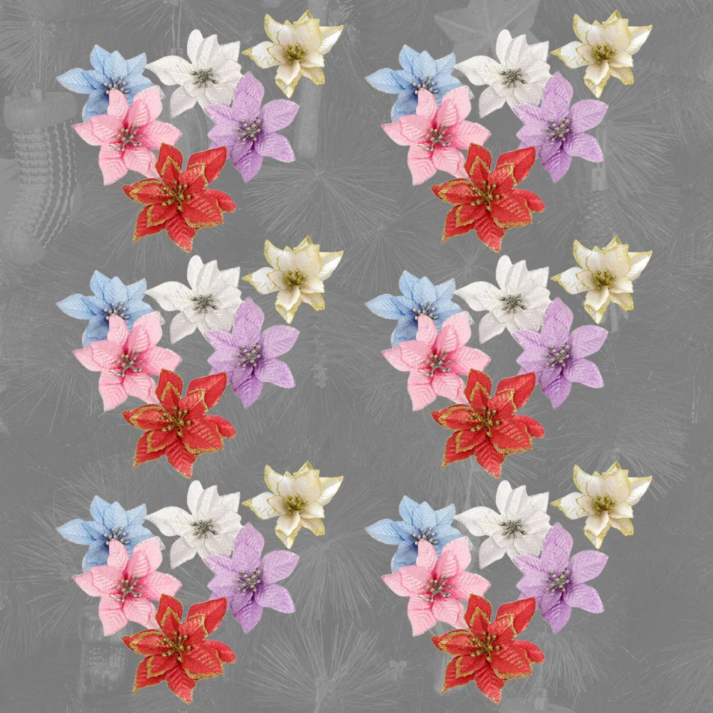 

36Pcs Cloth Flower Ornaments Artificial Christmas Flowers for Party Wall Door Wreath Hat Decor DIY Craft Holiday Decorations