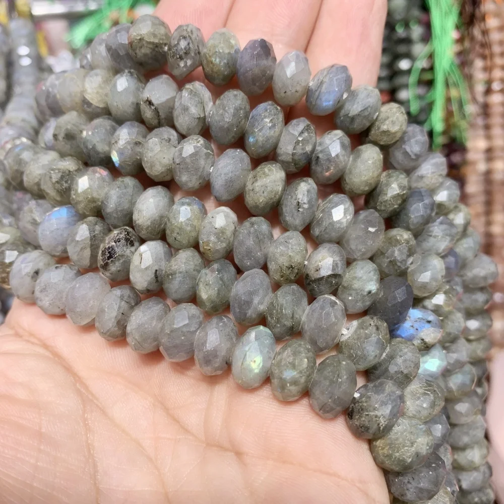 

Natural 6x10mm Labradorite Abacus Beads white quartz Spacer Strand Beads For DIY Earrings Necklace Bracelet Jewelry Making