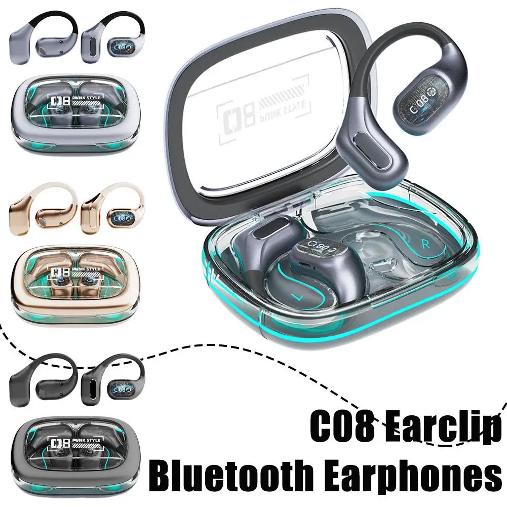 Wireless Earbuds With Ear Clips & Earhooks Bluetooth Running Earphones, Cover, Cancelling, Noise Headphones,clear Earbuds S P4w0