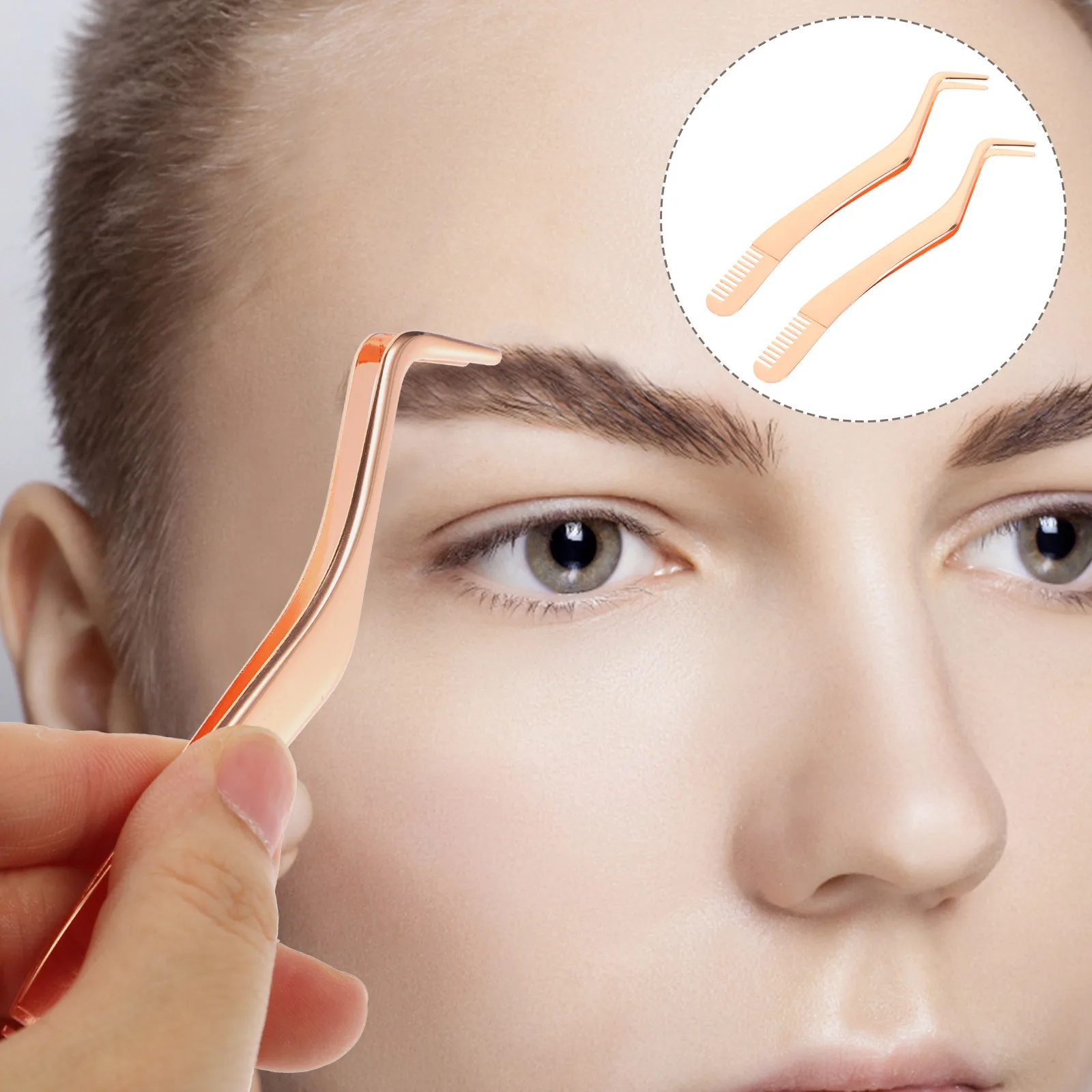 2個入り ステンレス製 まつげピンセット コーム 2 in 1 まつげエクステアプリケーター 女性用 日常使い プレミアムメタルメイクツール 軽量