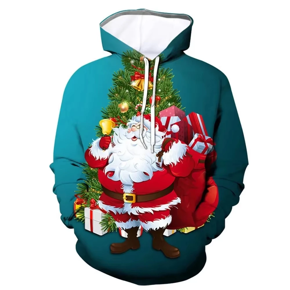 

3D Print Cute Santa Clause Graphic Men's Hoodies Autumn Winter Festival Family Party Hooded Clothes Loose Casual Unisex Pullover