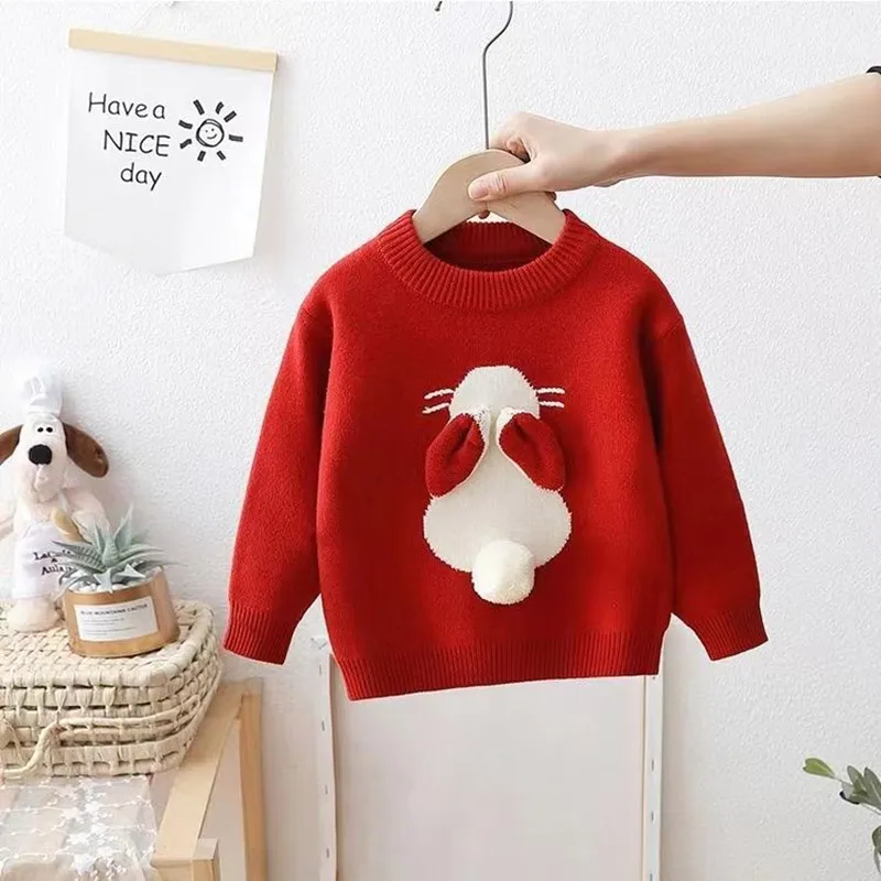 Kids Girls Sweater Rabbit Fashionable Little Girls Winter And Autumn Sweatshirts Children\'s Sweater Baby Knit