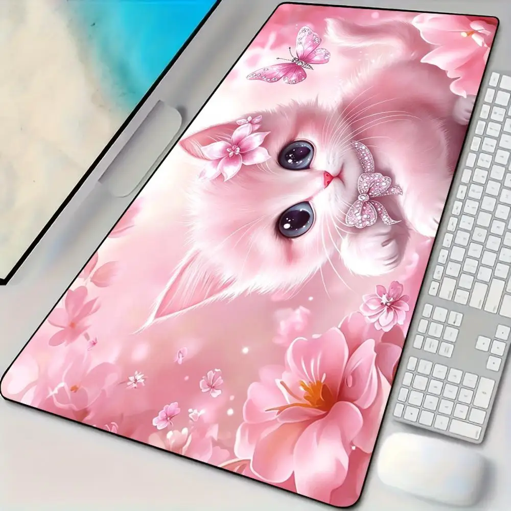 Dreamy Pink Kitty Mouse Pad Desk Mat Large Computer Office Carpet XXL Mousepad Gamer Gaming PC Accessories Keyboard Rug Mauspad