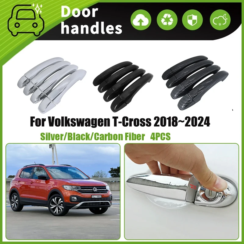 

Car Door Handle Cover For Volkswagen VW T-Cross T Cross C11 2018~2024 Scratch Protector Chromium Styling Sticker Car Accessories