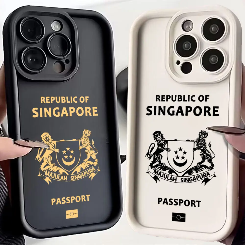 Singapore Passport Phone Case for iPhone 16 15 14 13 12 11 Pro Max Mini XR XS X 7 8 6 6s Plus Soft TPU Back Cover