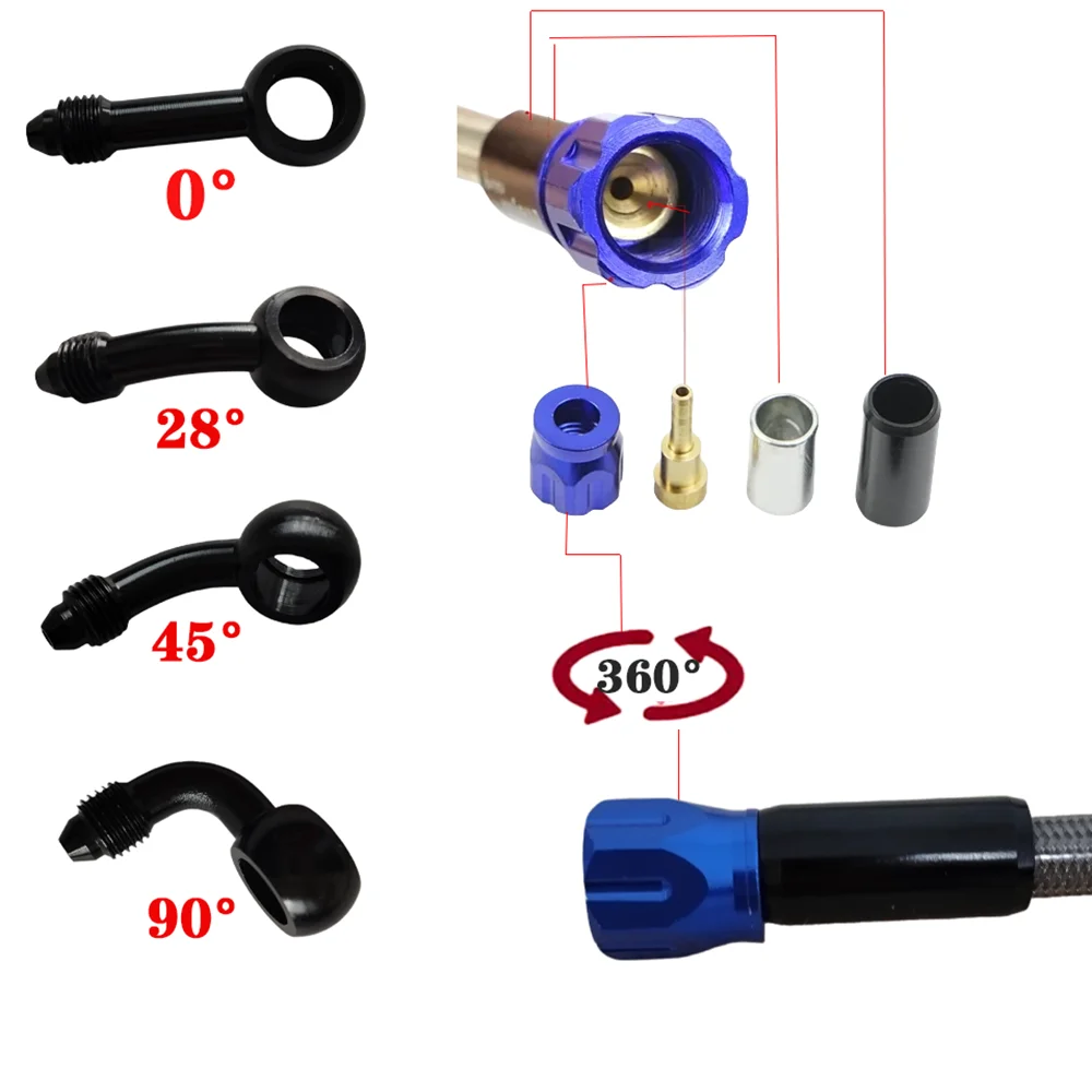 M10 AN3 40cm-240cm Braided Brake Hose Motorcycle Hydraulic Clutch Hose 360° Banjo Brake Cable For Yamaha Honda Drz Dio