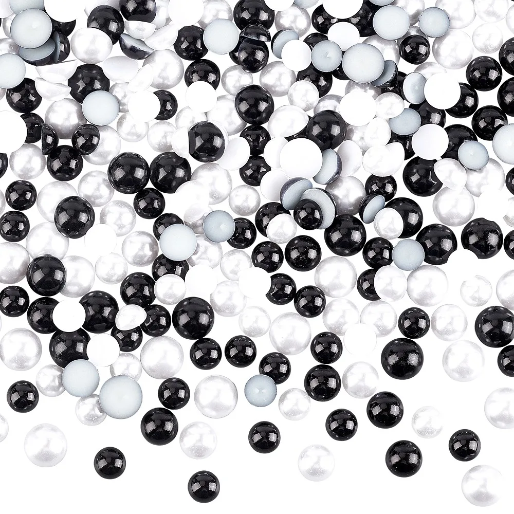 

Plastic Imitation Pearl Cabochons Half Round Mixed Color 600pcs/set