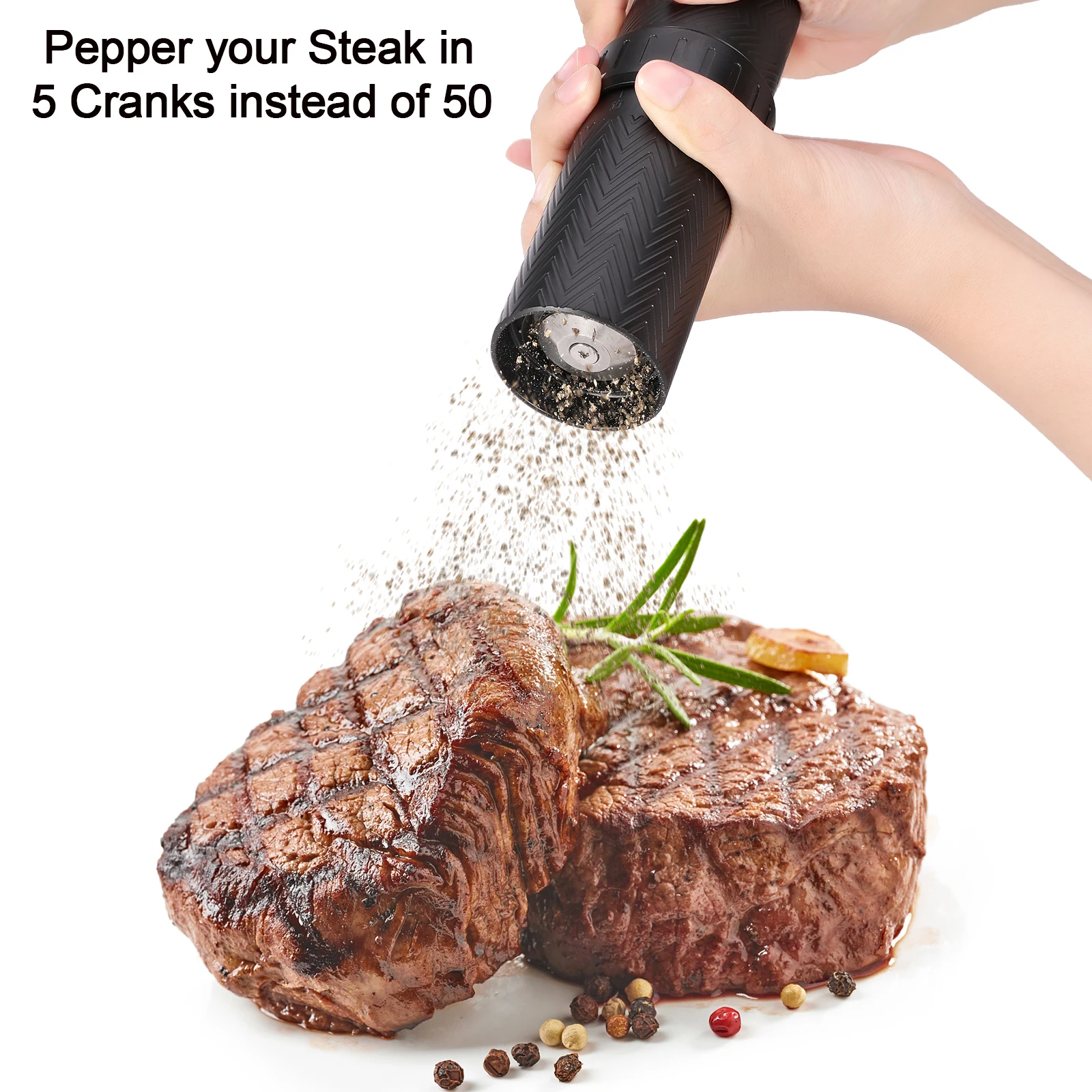 Heavy Duty Manual Pepper Grinder with More Pepper Output, Professional Grade Pepper Mills Coarseness Can Be Adjusted Externally