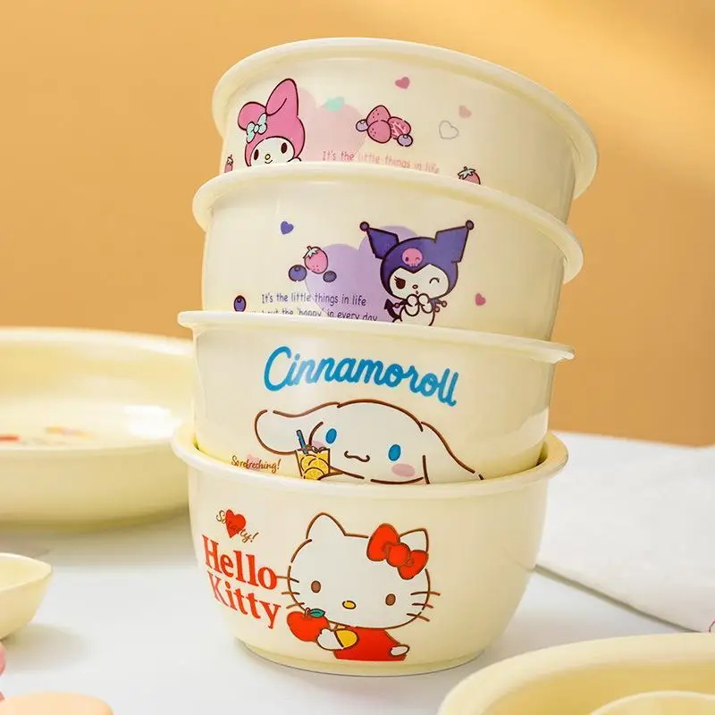 Cream Style Kawaii Sanrios Ceramic Flanging Bowl Cute Hellokitty Kuromi Melody Yogurt Bowl Creative Home Girl Style Holiday Gift