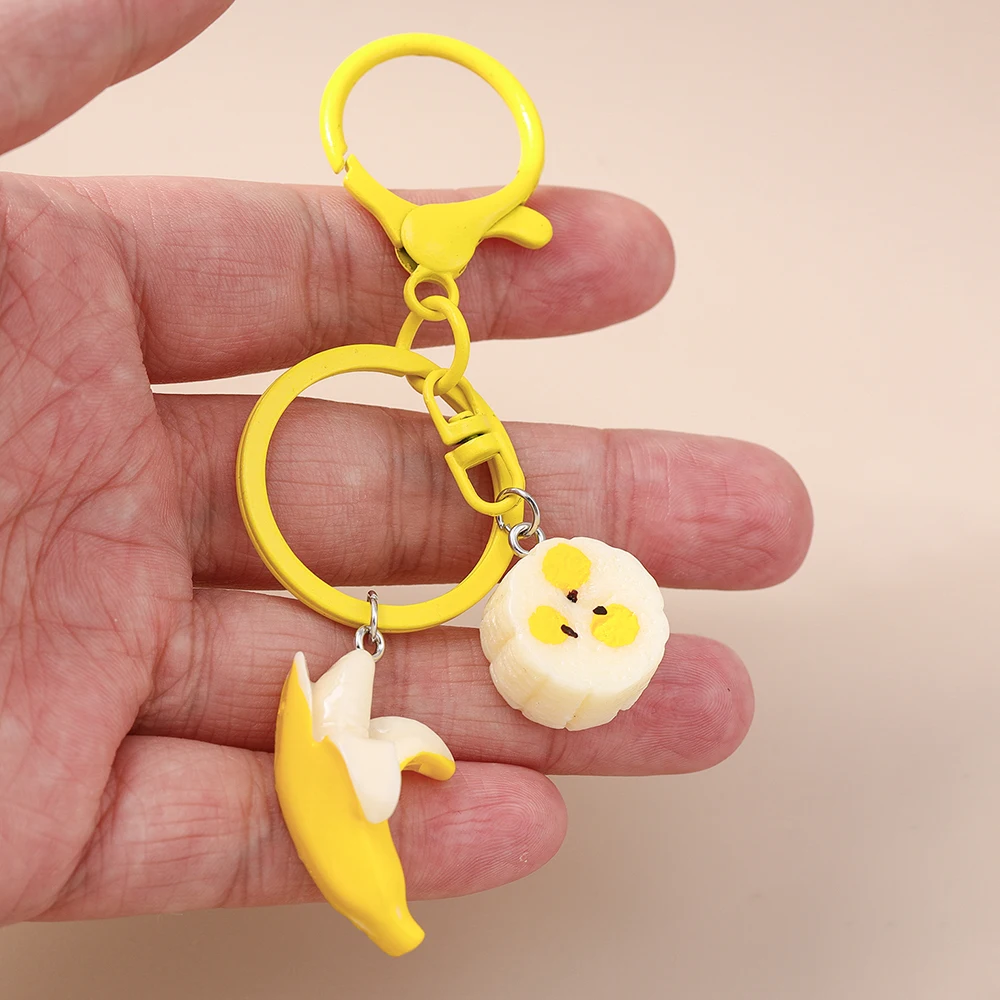 Niedlicher Mandarinen-Bananen-Schlüsselanhänger für Autoschlüssel, Souvenir, Geschenke, Damen, Herren, Handtasche, hängende Schlüsselanhänger, Zubehör, DIY-Schmuckzubehör – Detail 5