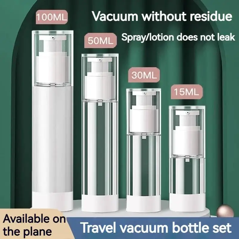 Reisegröße Lotion-Pumpflasche Lebensmittelechter Klarer Kunststoff Vakuumspraybehälter 15/30ml Auslaufsicher für Hautpflege Tragbar – Detail 6