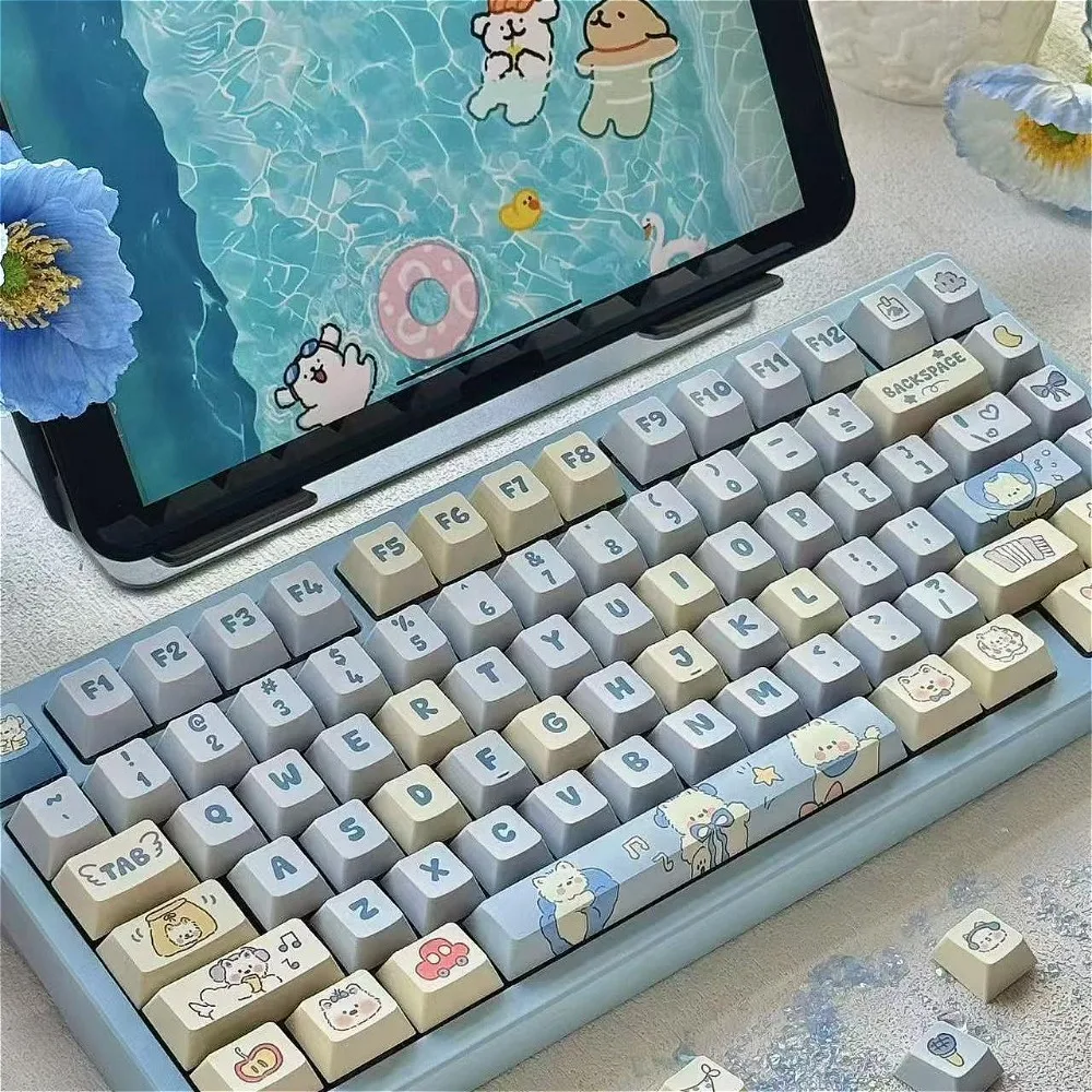 Blue Meow Meow, Keycap 95 Keys, Cherry Highly PBT Customized, Suitable for Mechanical Gaming Keyboard Cap