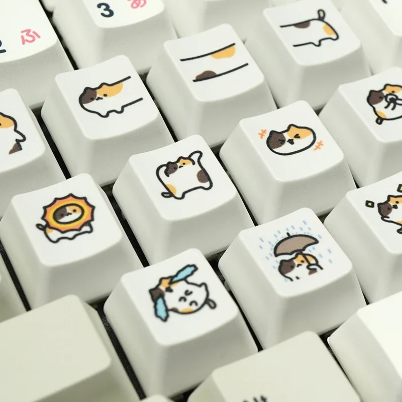 

Cartoon Keycap Cute Calico Cat Dye-Sub OEM Profile Key Caps Personality PBT R123 Keycaps for Mechanical Keyboard Accessories