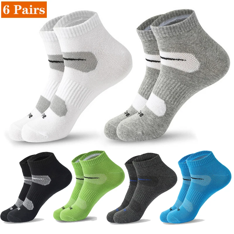 

5 Pairs Men Sock Ankle Sports Running Socks Fitness Breathable Cushioned Professional Marathon Cotton Short Tube Low Cut Socks