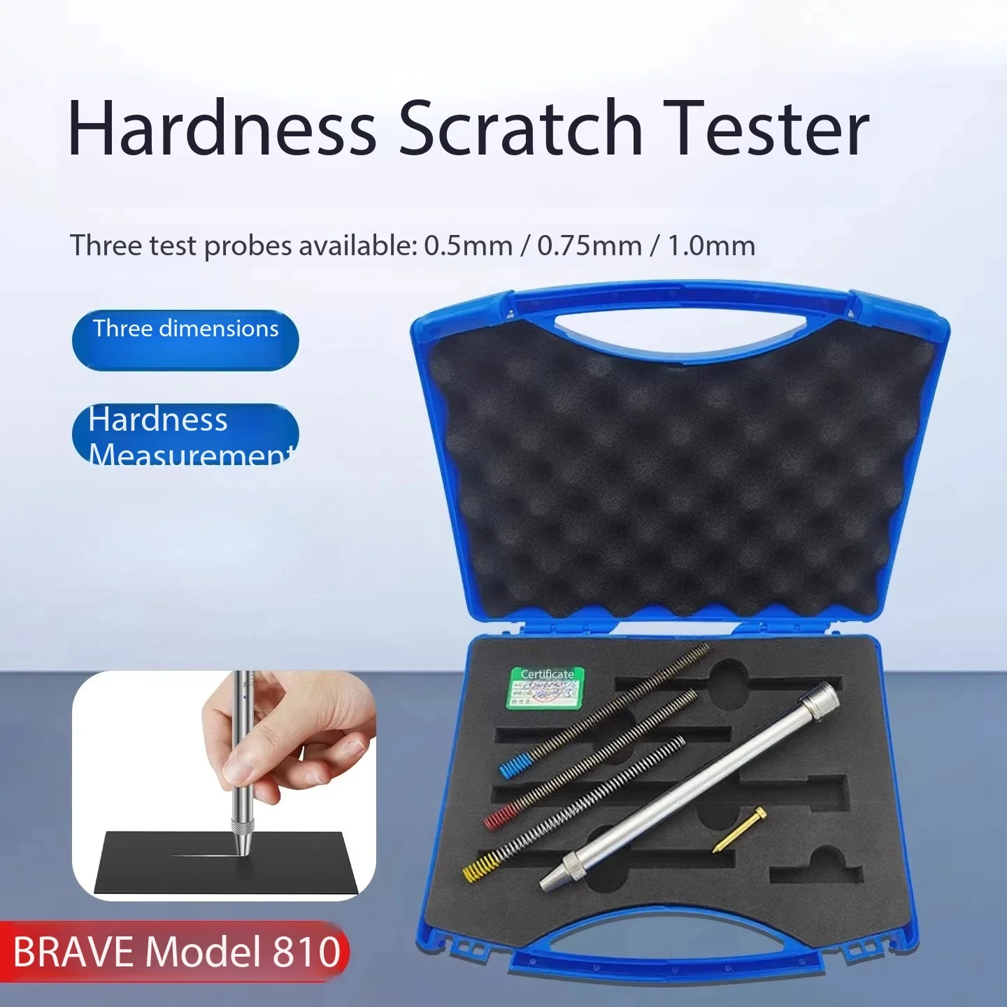 Portable 810 Newton Pen Hardness Tester for Metals and Alloys, ROD Type Precision Hardness Measurement Tool