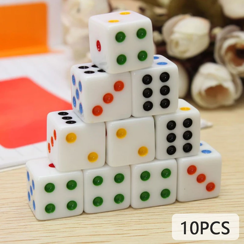 10PCS/Lot Dice Set Colored Acrylic 6 Sided Dice For Club/Party/Family Games