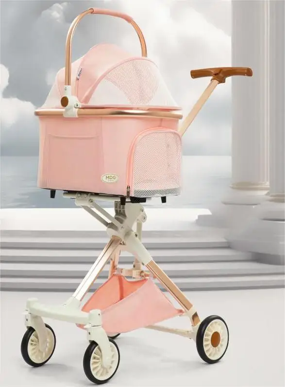 旅行用ペットトロリー 4輪 折りたたみ式 犬用ベビーカー トラベルバッグ 猫用カート キャリア 取り外し可能なペット子犬用ベビーカー