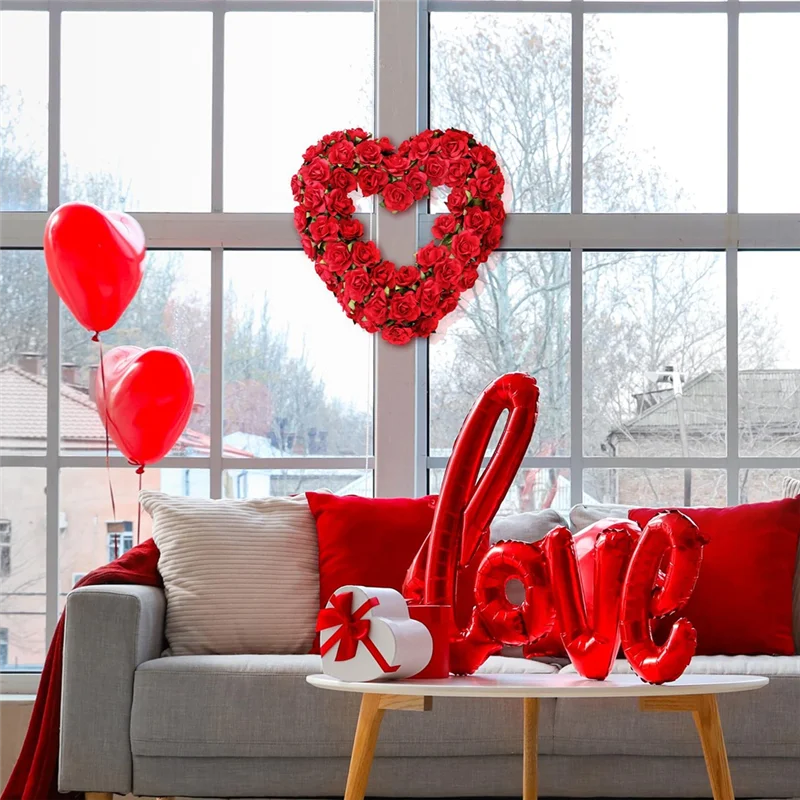 WORTHOWN-4 Confezione di ghirlande di metallo a forma di cuore da 12 pollici con ghirlande di filo a forma di cuore per la casa, matrimonio, San Valentino, artigianato fai da te