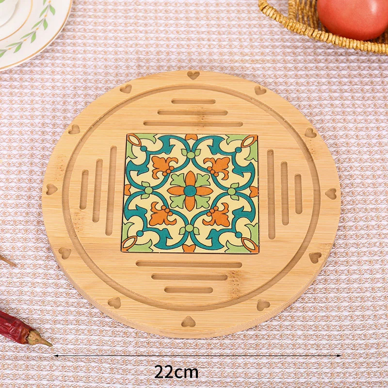 Bamboe keramische placemat, hittebestendige tafelmat en potmat voor huishoudelijk gebruik, soep- en kookpotmat