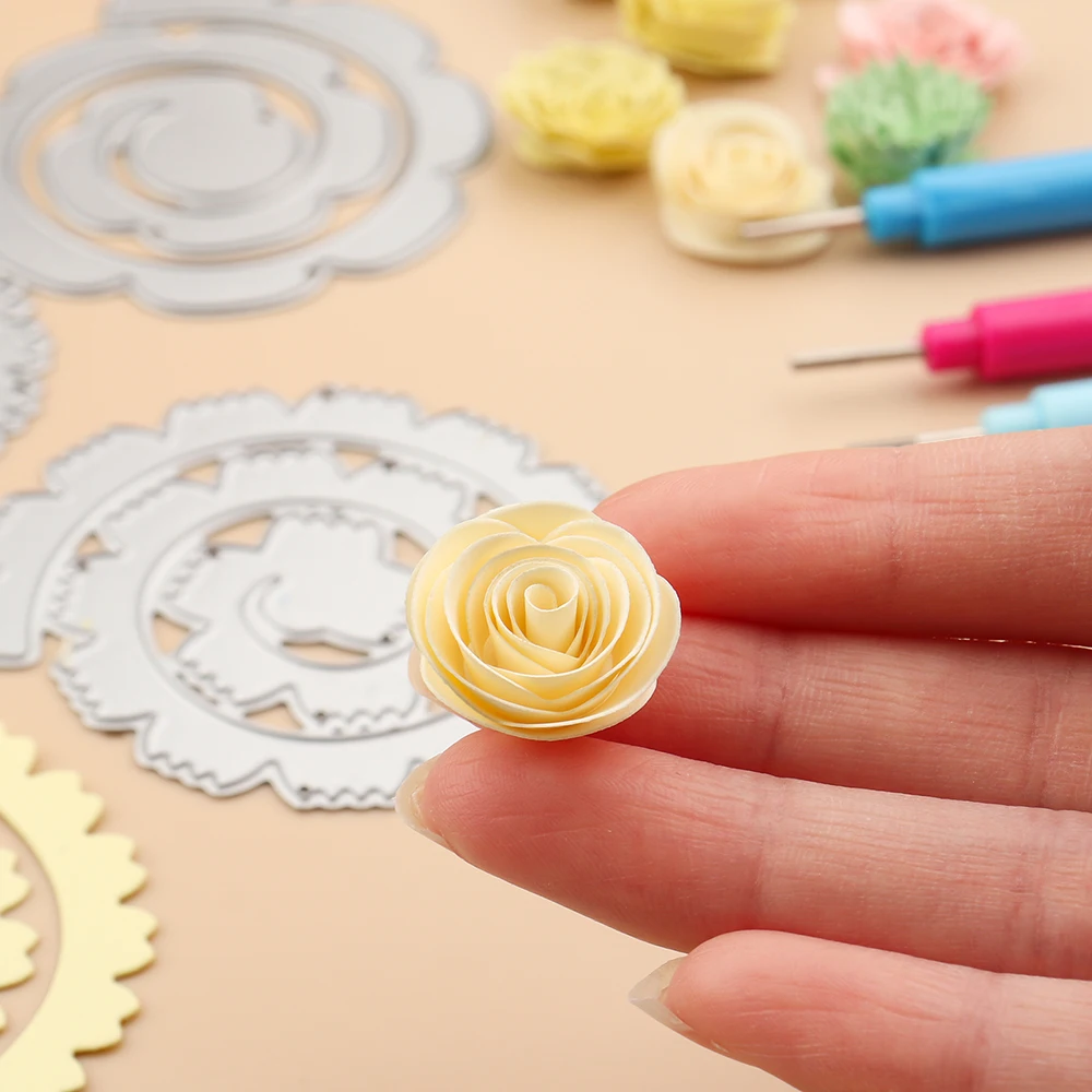 Various 3D Beautiful Love Petal Rolled Rose Flower Collection Metal Cutting Dies Set for DIY Scrapbooking Craft Paper Cards 2023