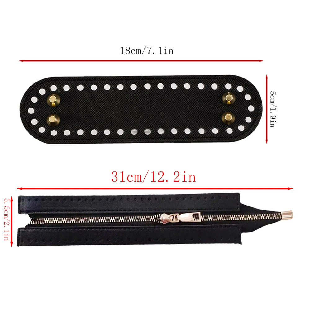 2Pcs/Set (24cm Zipper + 18cm Bag Bottom) DIY Clutch Bag Making Accessories Set DIY Wallet Making and Modification Accessories Yarn Woven Bag Metal Zipper Woven Bag Accessories Woven Handbag