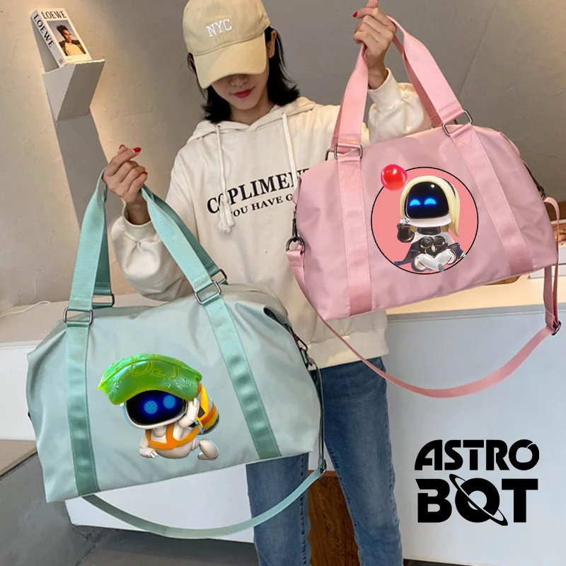 Bolsa de viaje Astro Bot, figura de juego, bolsas de almacenamiento de ropa de gran capacidad, mochila de gimnasio con compartimento para zapatos, bolso portátil