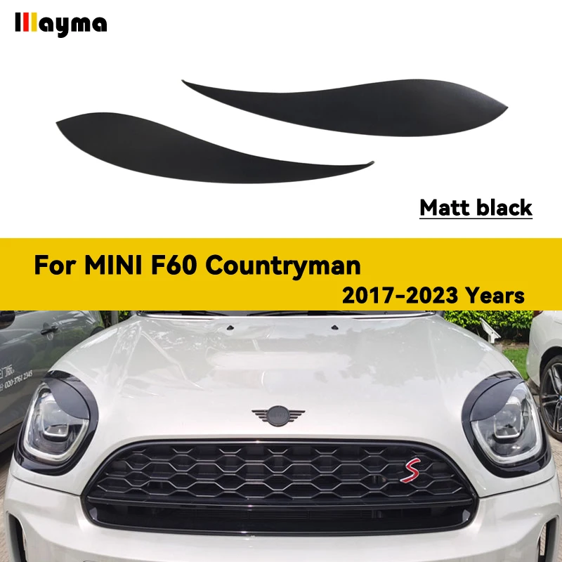 

Fiber Glass Matt Black Car Headlight Cover Eyebrows Front Lamp Decorative Sticker Eyelids For MINI Countryman 2017 - 2023 F60