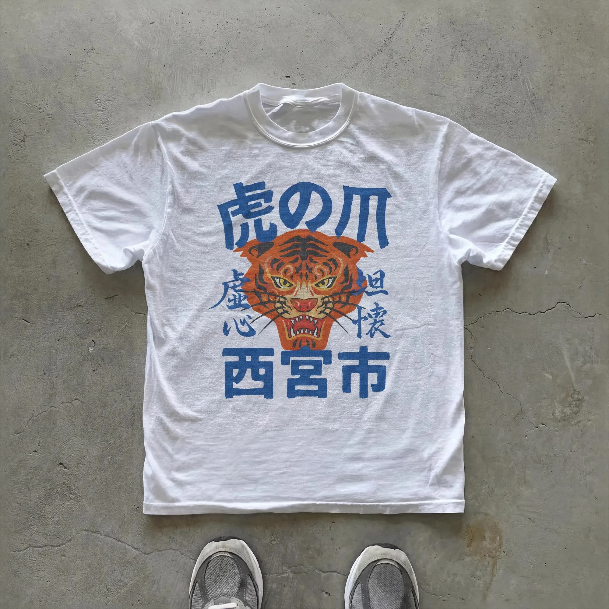 2026 Summer Women's Japanese Tiger Graphic T-shirt Cotton and Breathable Short Sleeve Streetwear Oversized Loose Casual