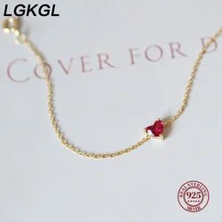 S925 sterling silver bracelet for women small red heart plated with 14k gold heart-shaped red diamond temperament ruby Japanes