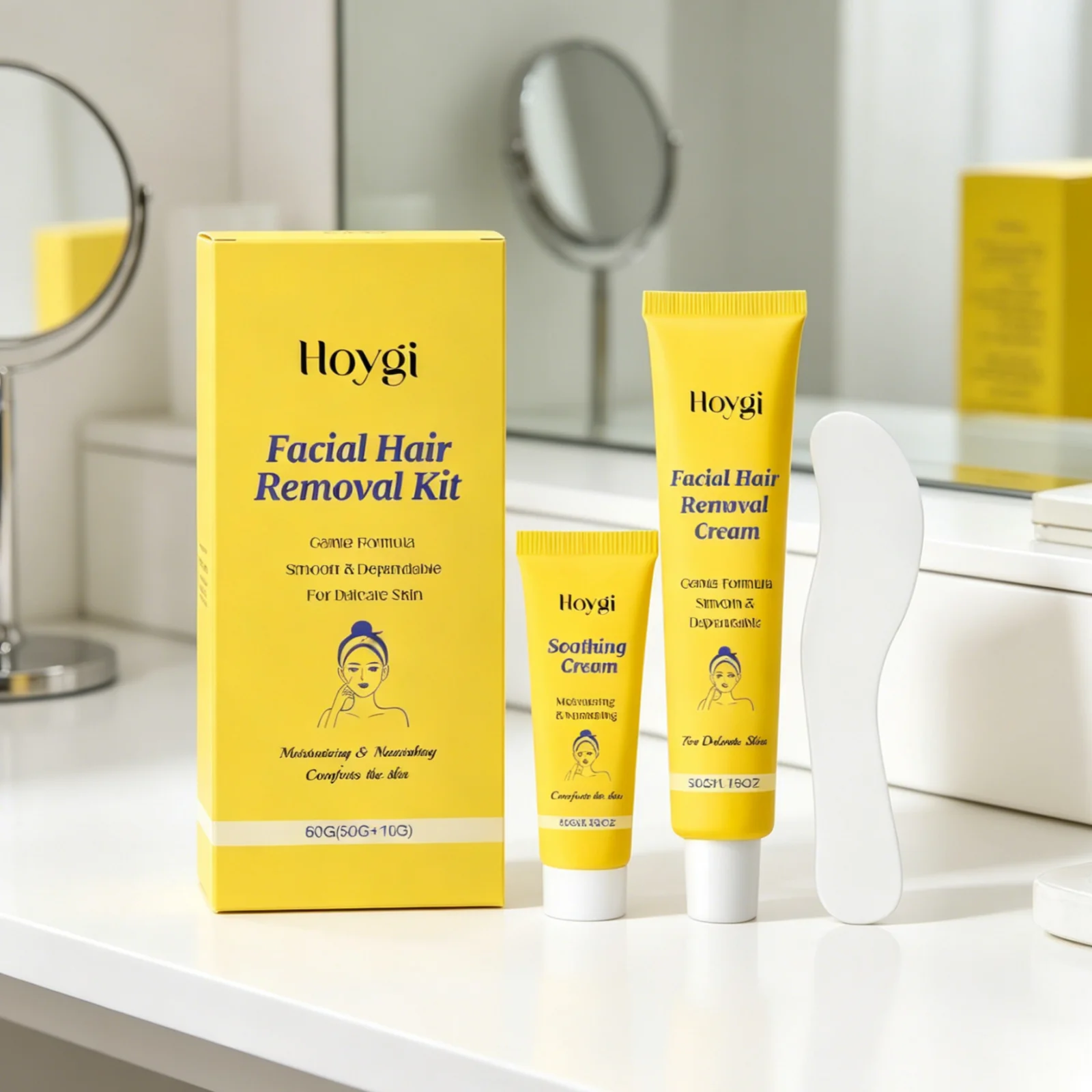 

Hoygi Facial Hair Removal Kit Deep Nourishing Hydrating Skin Repairing Fast Effective Natural Painless Face Depilatory Cream 60g