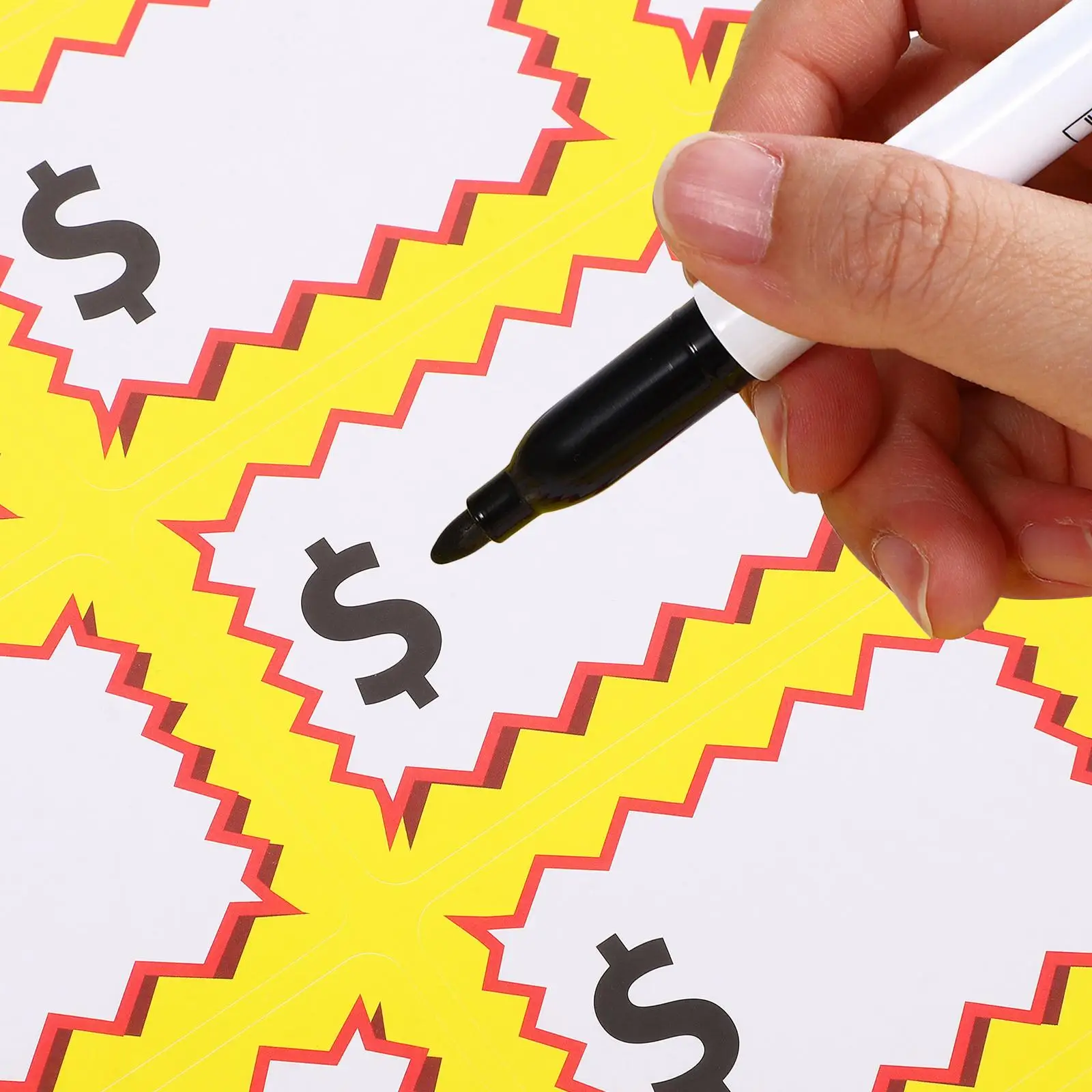 10 시트 가격 스티커 소매 태그 필기 자체 접착 방수 PP 소재 차고 판매 표지판 빈 마당 장식