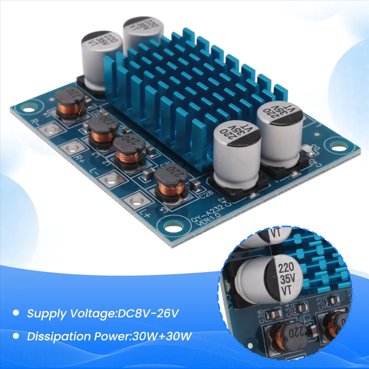 T28C 4Pcs TPA3110 XH-A232 30W+30W 2.0 Channel Digital Stereo Audio Power Amplifier Board DC 8-26V 3A