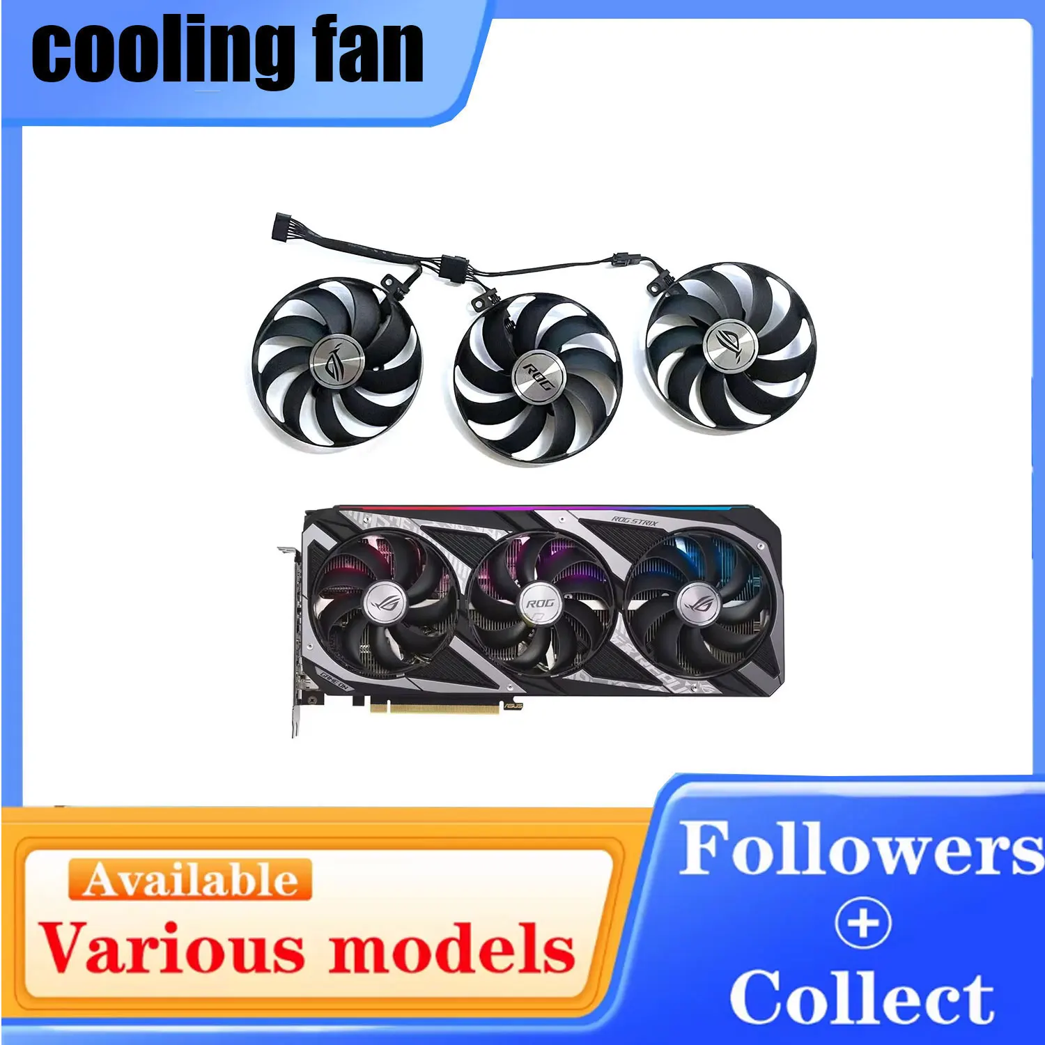 Brand new 88MM 7PIN CF9015H12S T129215SU RTX3060 GPU fan for ASUS ROG Strix GeForce RTX 3050 3060 graphics card replacement