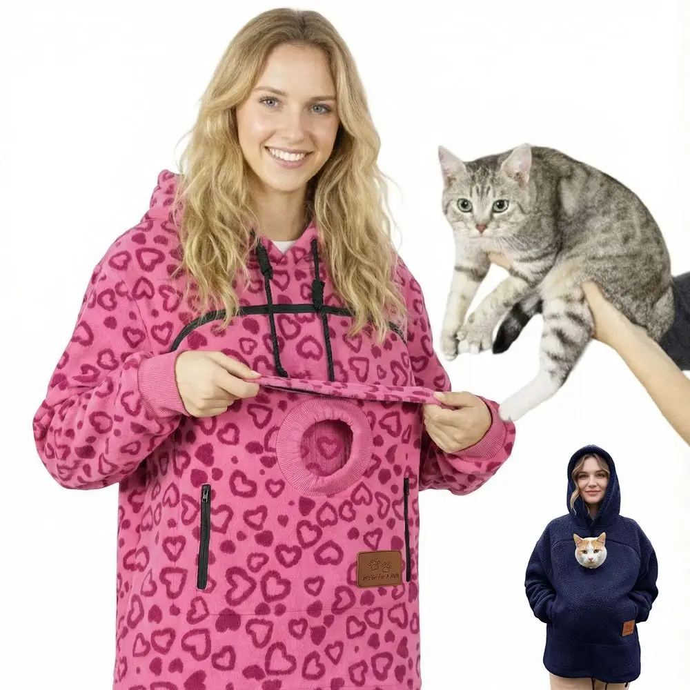 Funny Lamb Velvet Hooded Sweatshirt Polar Fleece Pocket Mommy Outwear Zipper Comfortable Kangaroo Pocket Sweatshirt Street
