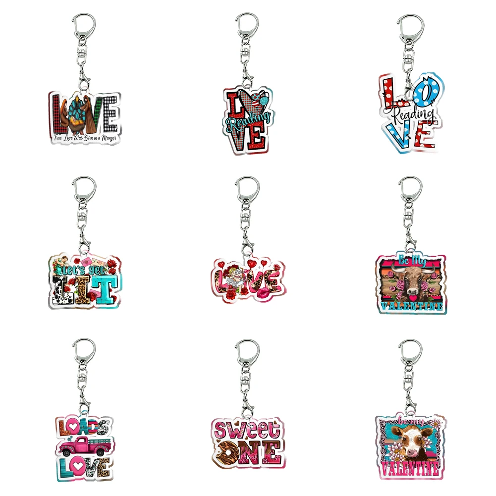 New Women Men Acrylic Fashion Keychain Transparent Acrylic Trinket For Friends Pendants