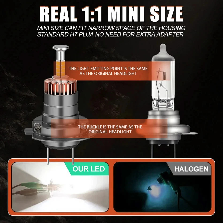 1600 واط 360 H7 LED سيارة العلوي لمبة Canbus 1800000LM ضوء لسيارة توربو حجم صغير H7 LED كشافات 6500 كيلو 12 فولت اللاسلكية