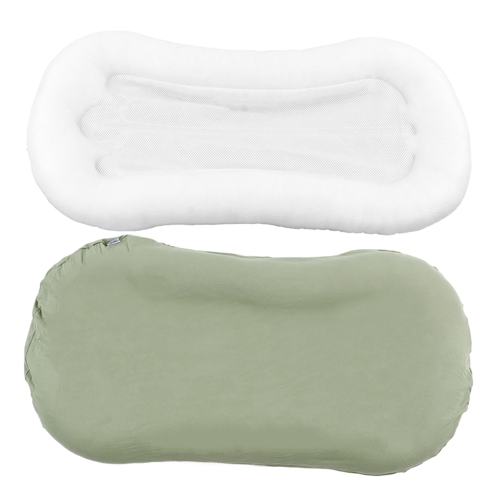 ZK30 Baby Nest Pillow Ergonomic Soft Touch Skin Friendly Easy Clean Baby Lounger Pillow for Boys Girls Lake Green