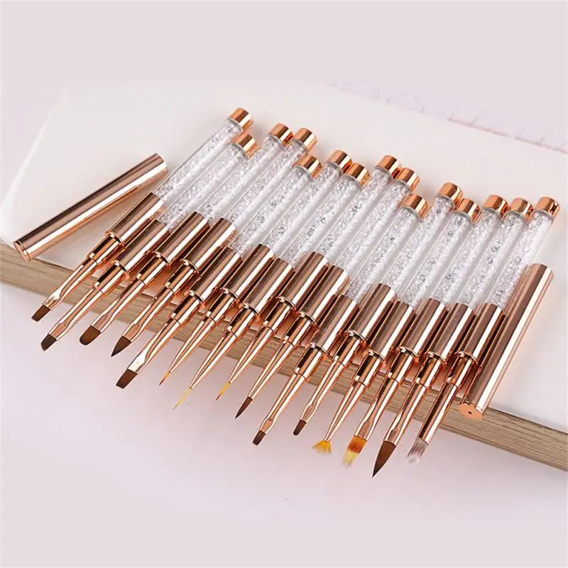 Nail Art Acrylic UV Gel Extension Builder Rhinestone Painting Brush Lines Liner Pattern Drawing Pen Manicure Tool