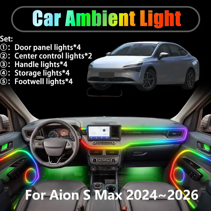 

Для Aion S Max 2024 2025 2026 2/18 в 1, автомобильное окружающее освещение, светодиодные внутренние светодиодные фонари багажника, USB RGB, ансамбль, стример, автозапчасти