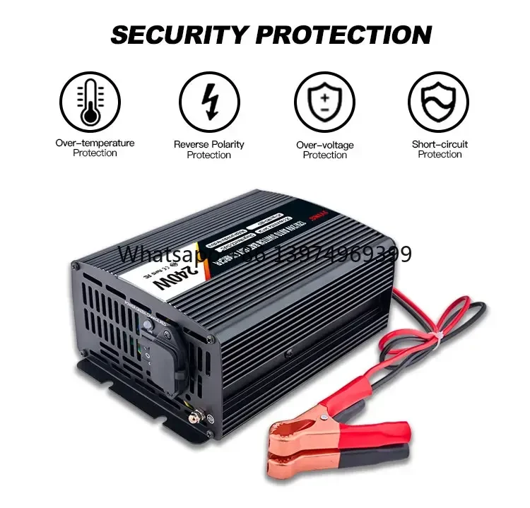 JYINS AC DC 20A Li-ion Battery Charger for Electric Cars Aluminum Alloy Casing CE Certified EU/AU/UK/US Sockets 24V/12V Output